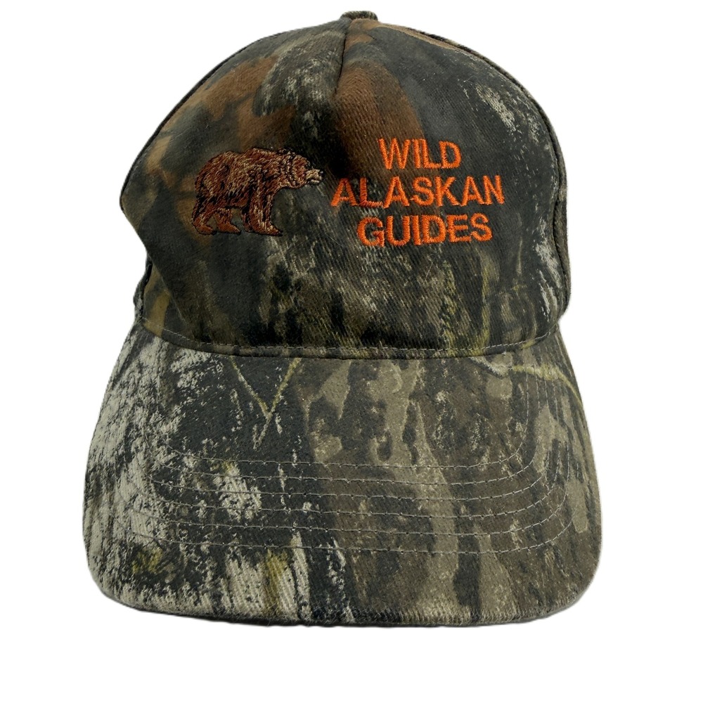 Wild Alaskan Guides Hat Mens OSFA Camo Snapback Grizzly Bear Embroidered Cap